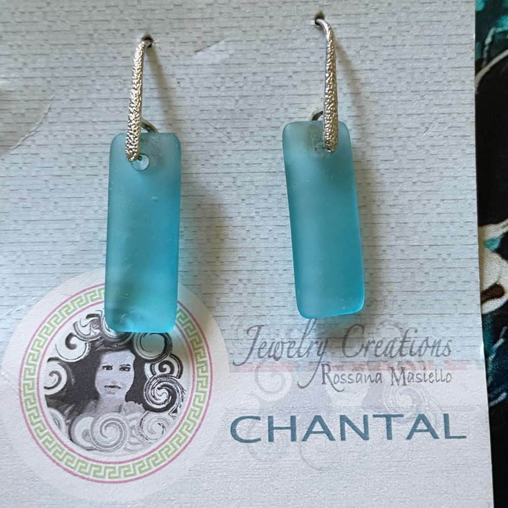 Rectangles Shape Seaglass Earrings